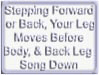 stepping forward or back, your leg moves before body, back leg Song down